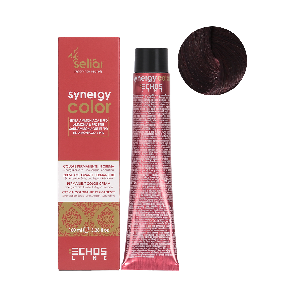 Hair coloring cream permanent without ammonia mahogany nuances Synergy Color | Echosline Hair coloring cream permanent without ammonia mahogany nuances Synergy Color | Echosline